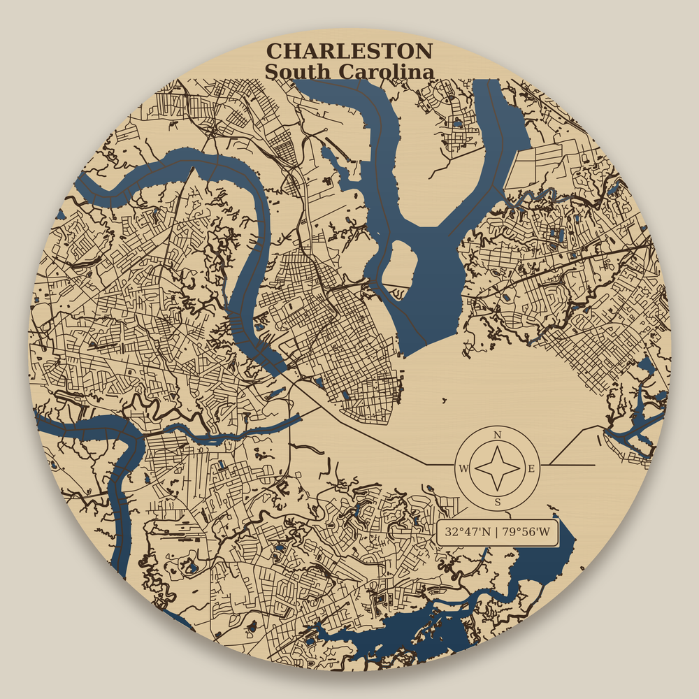 Charleston Harbor Resin Map 12 in