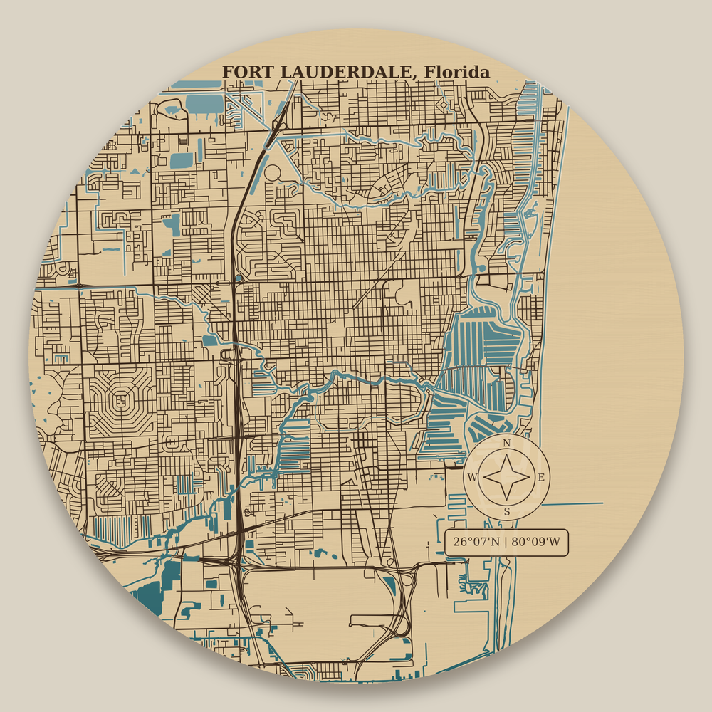 Fort Lauderdale Canals Resin Map 12 in