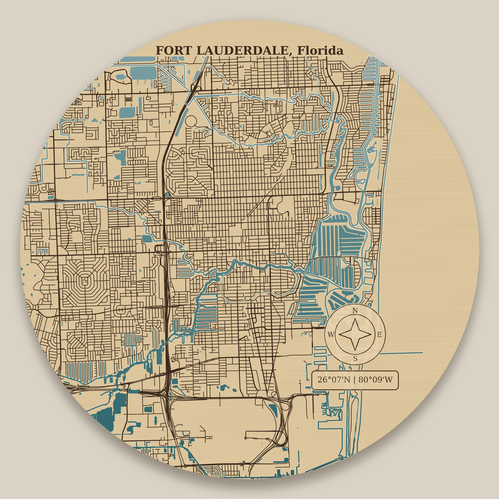 Fort Lauderdale Canals Resin Map 12 in