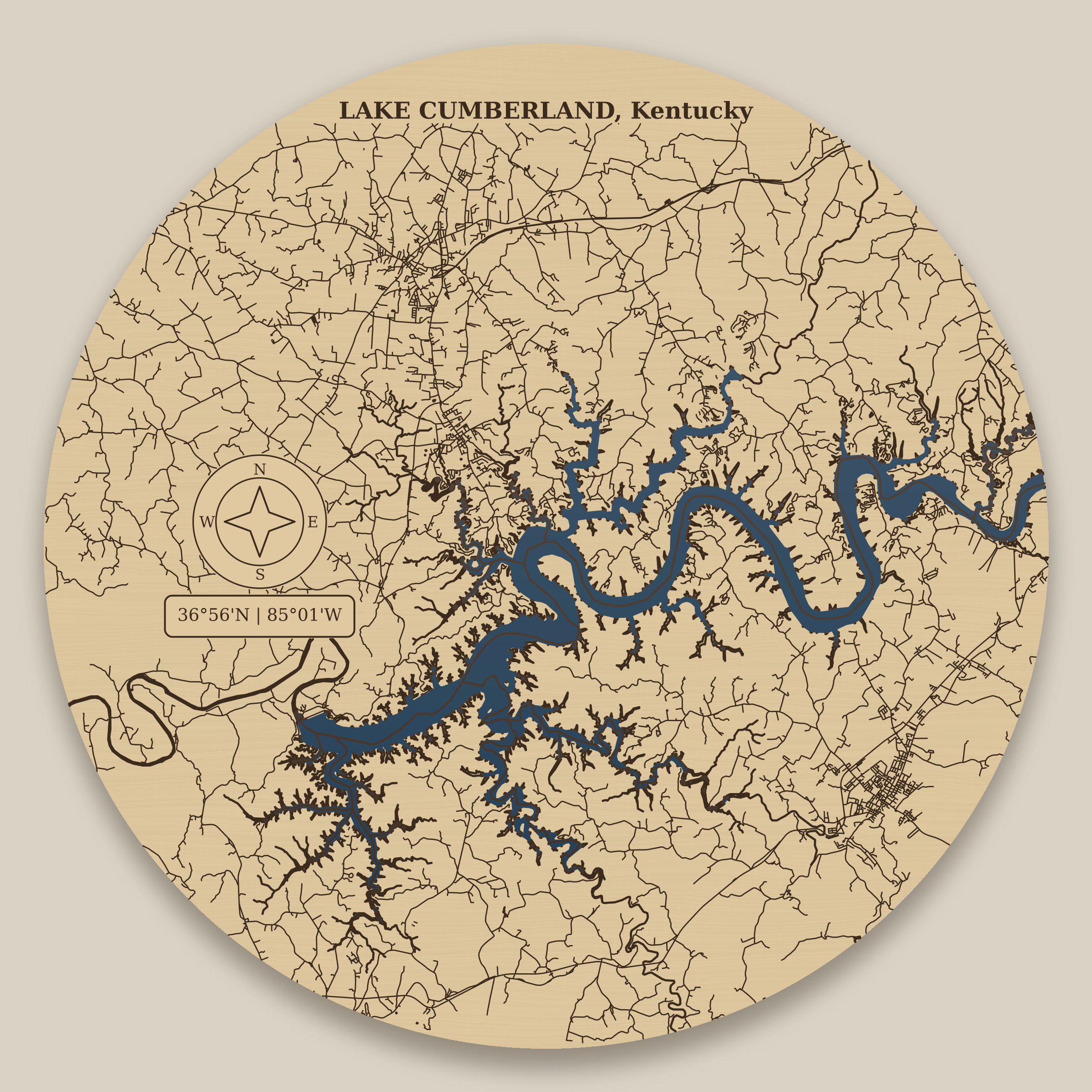 Lake Cumberland Resin Map 12 in