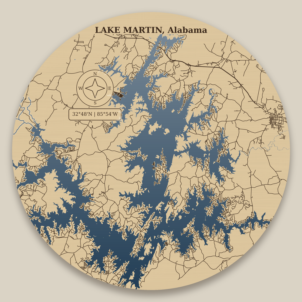 Lake Martin Resin Map 12 in