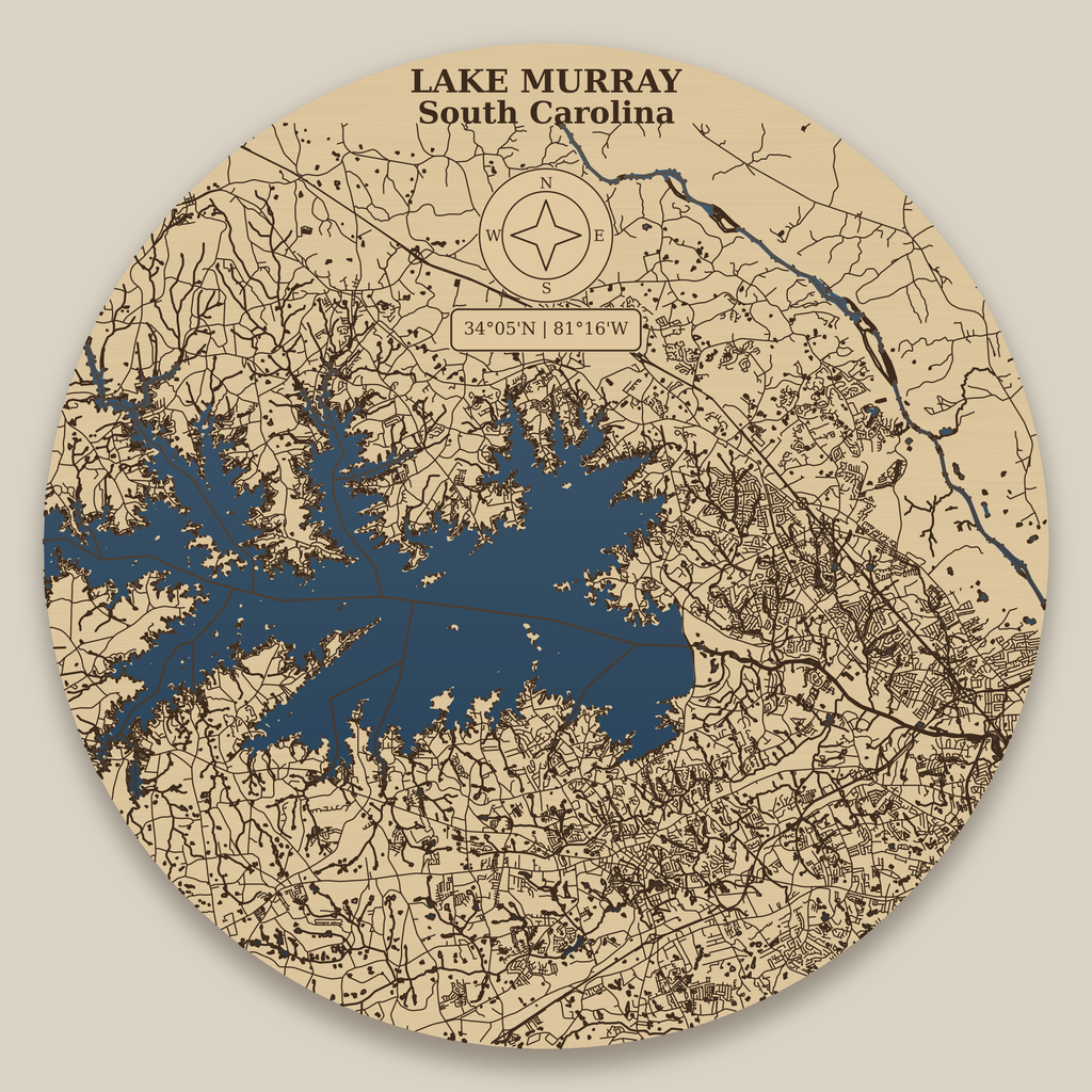 Lake Murray South Carolina Resin Map 12 in