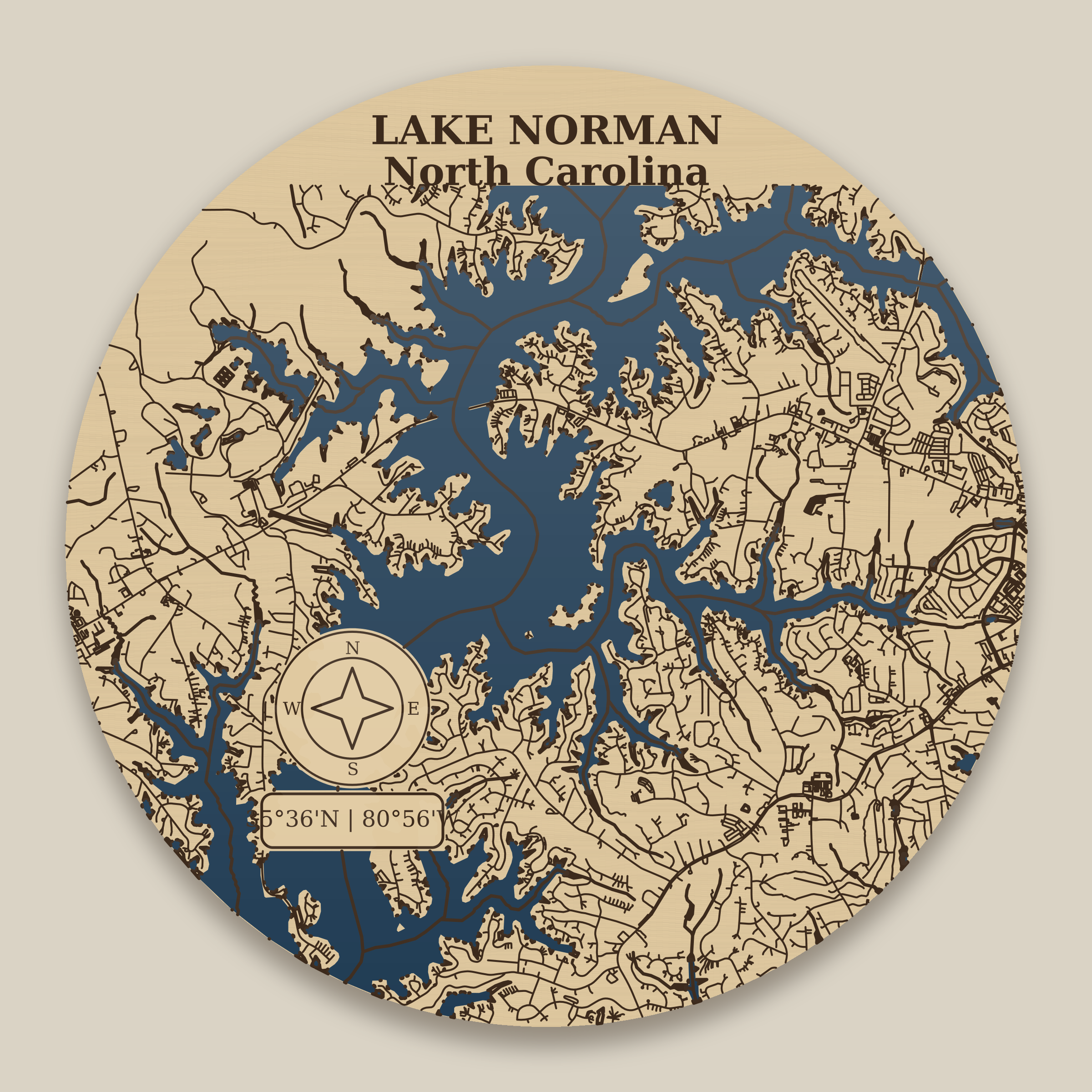 Lake Norman Resin Map 8 in