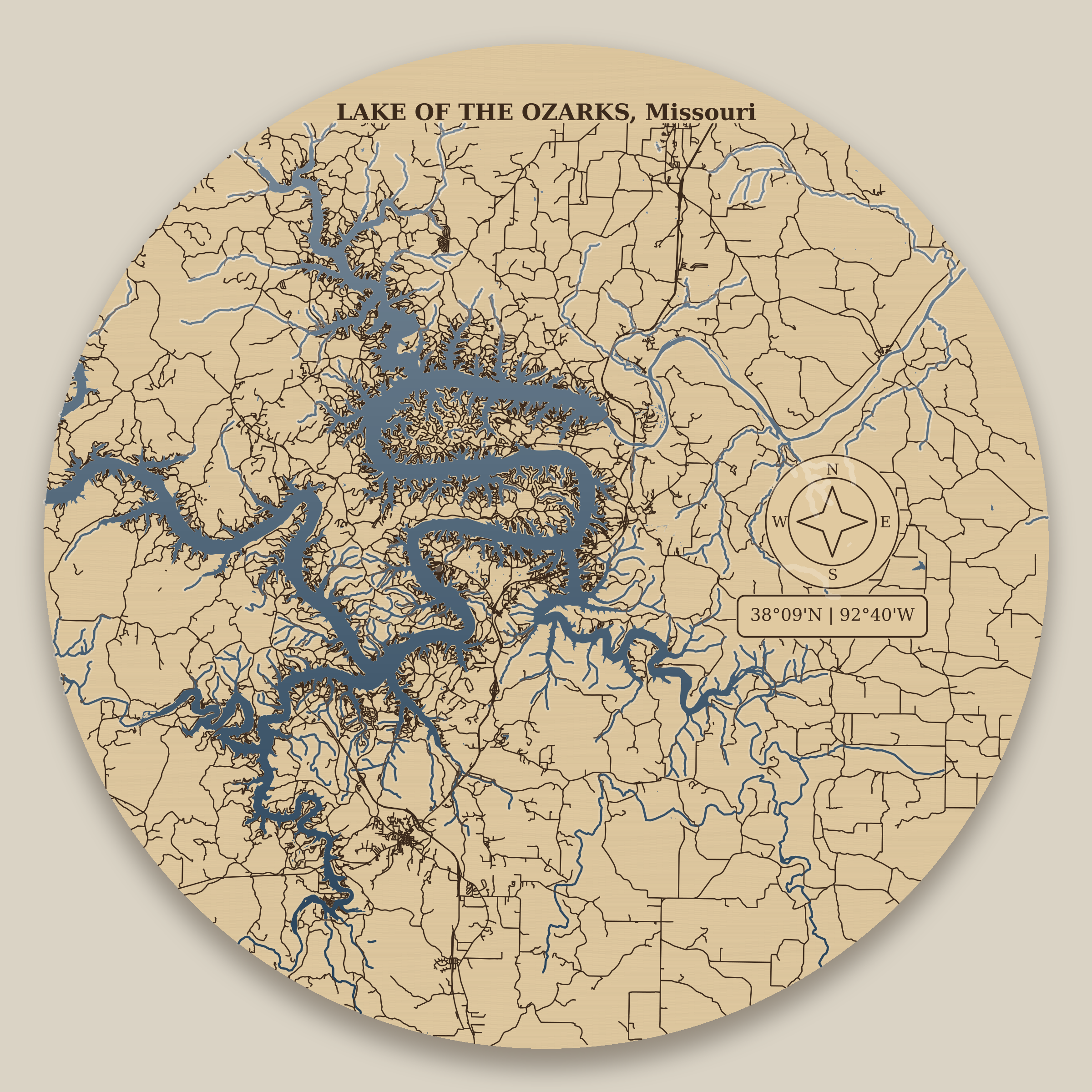 Lake of the Ozarks Resin Map 12 in