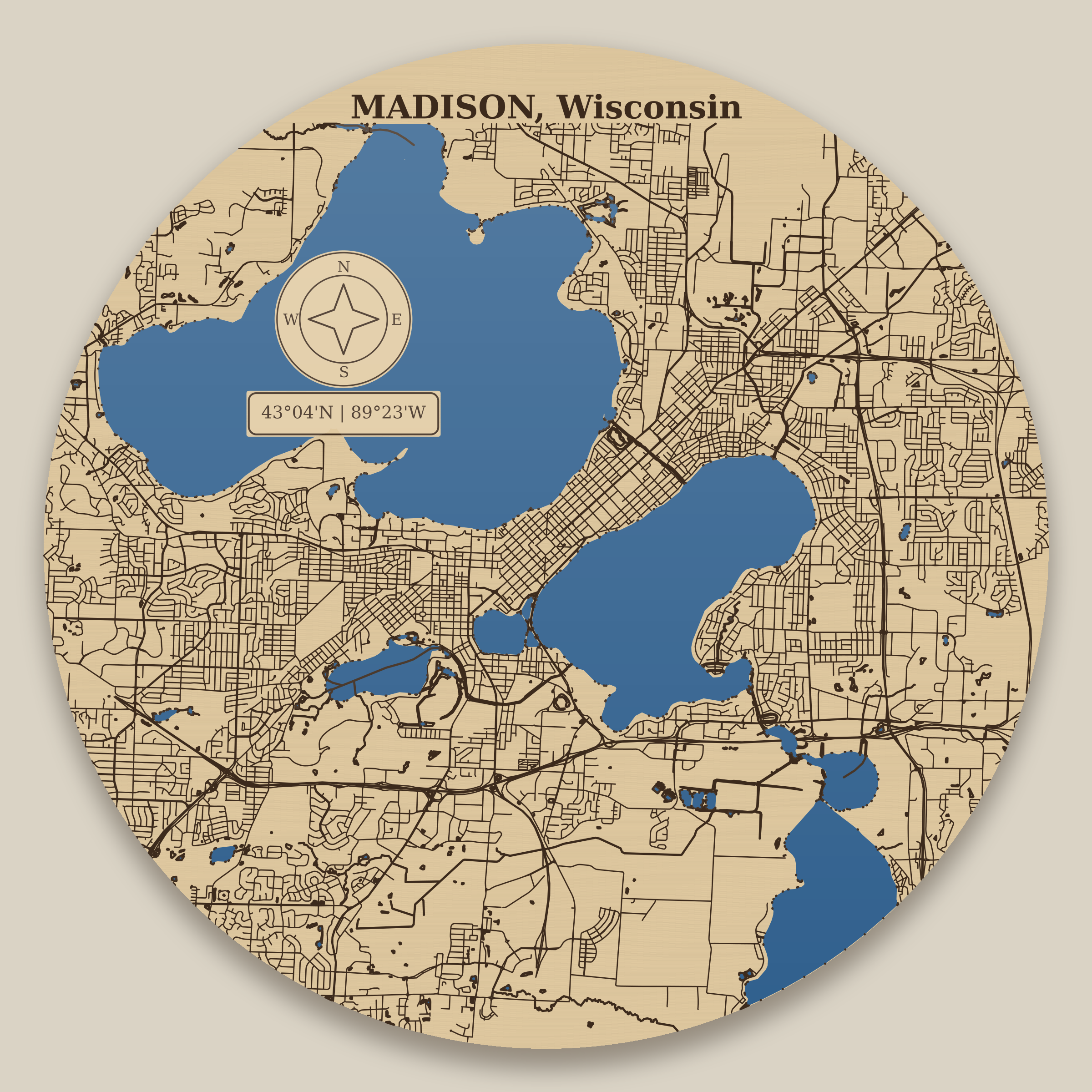 Madison Isthmus Resin Map 12 in