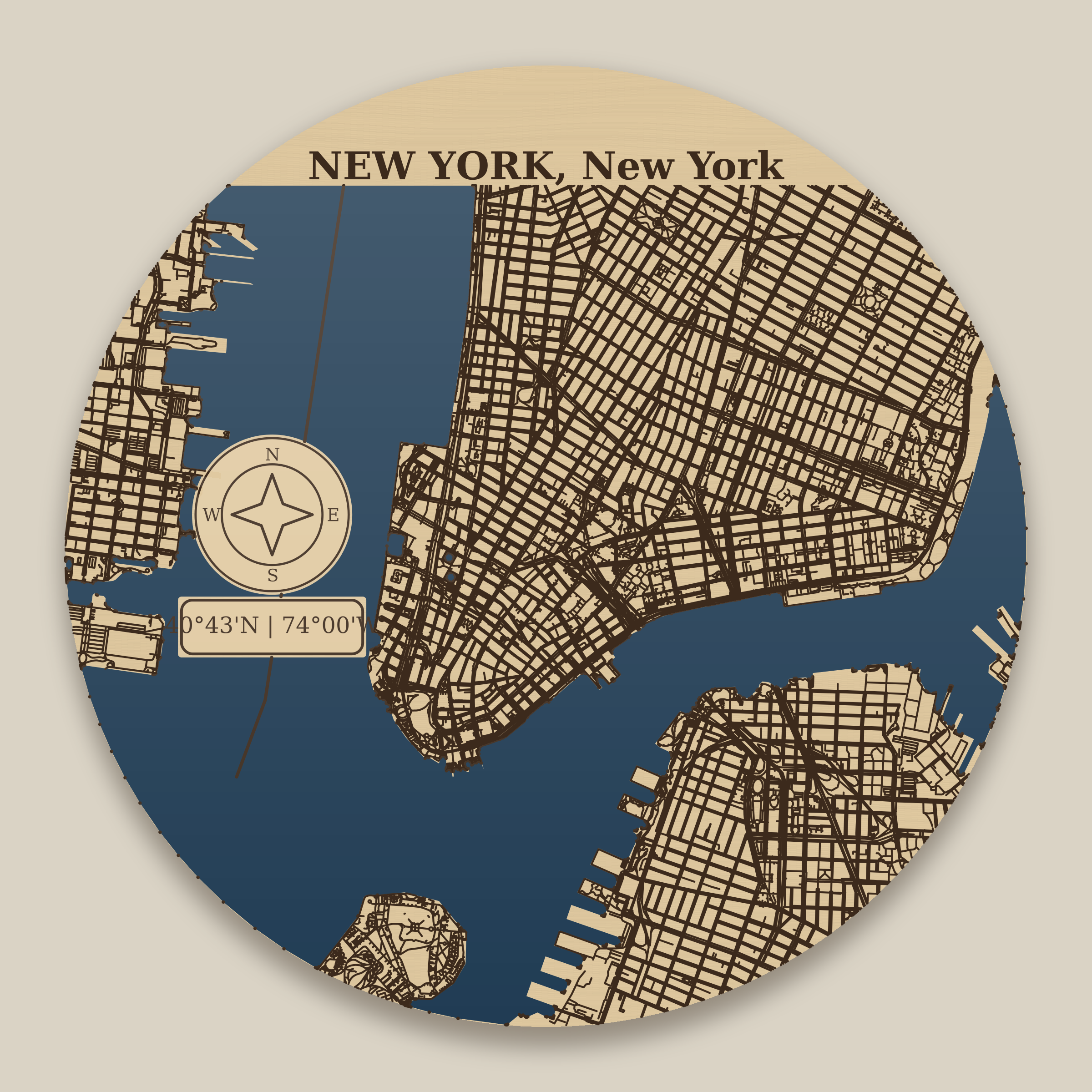 New York City Resin Map 8 in
