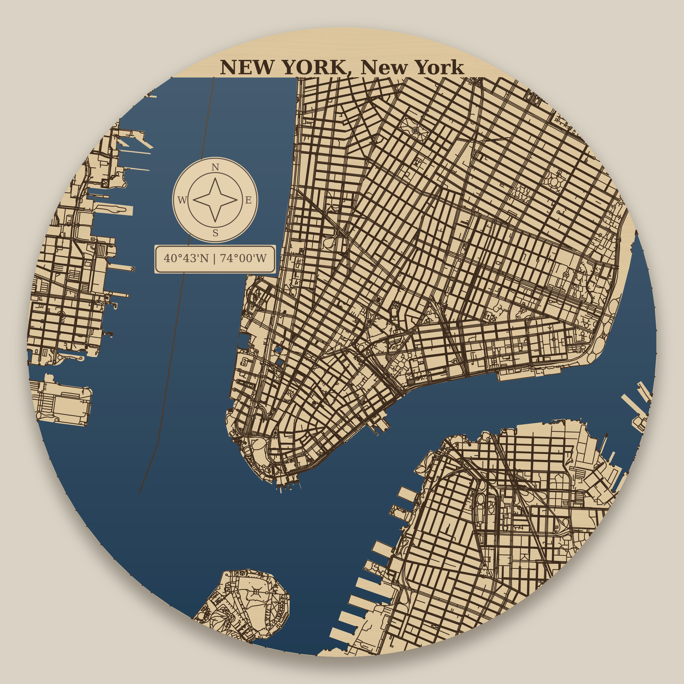 New York City Resin Map 12 in