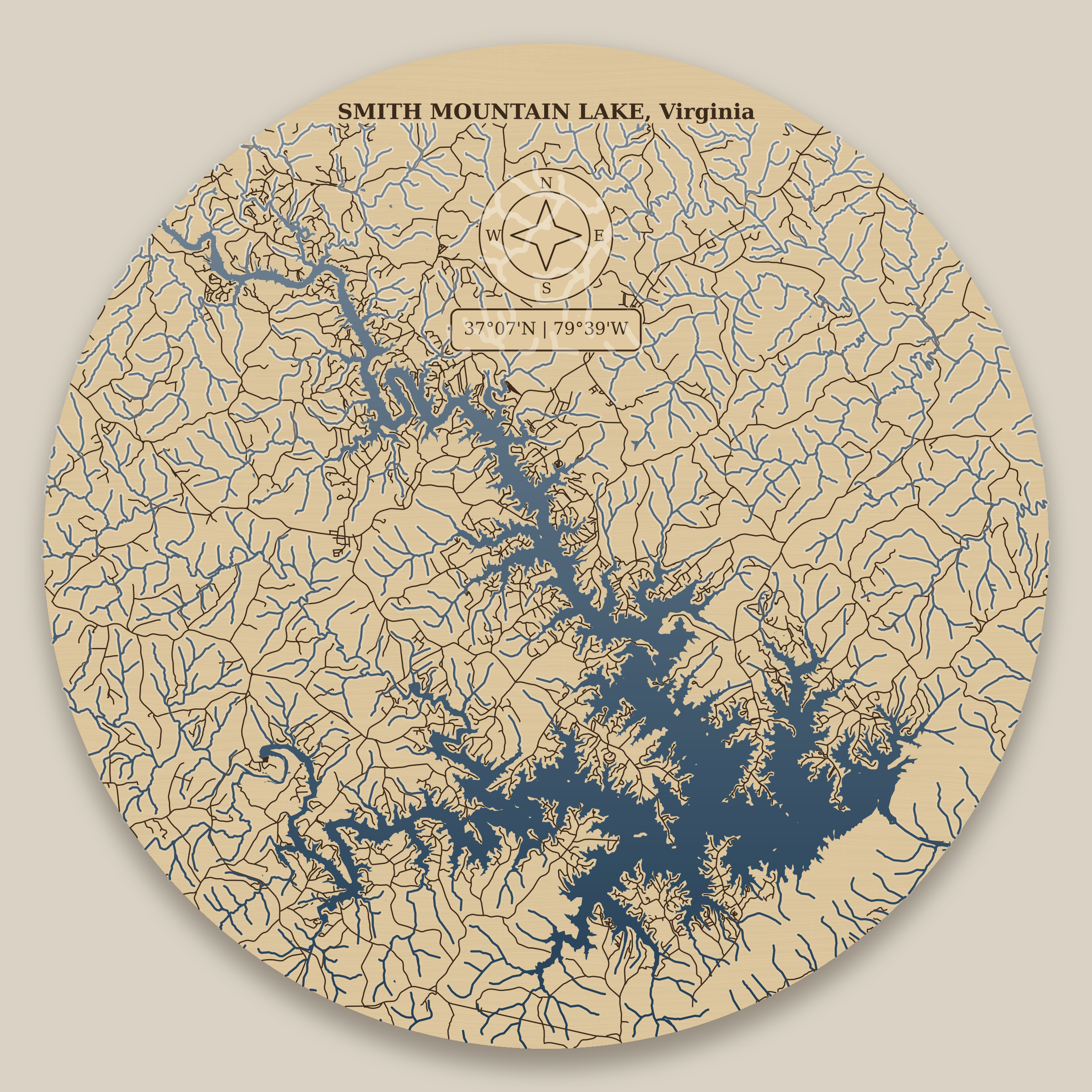 Smith Mountain Lake Resin Map 12 in