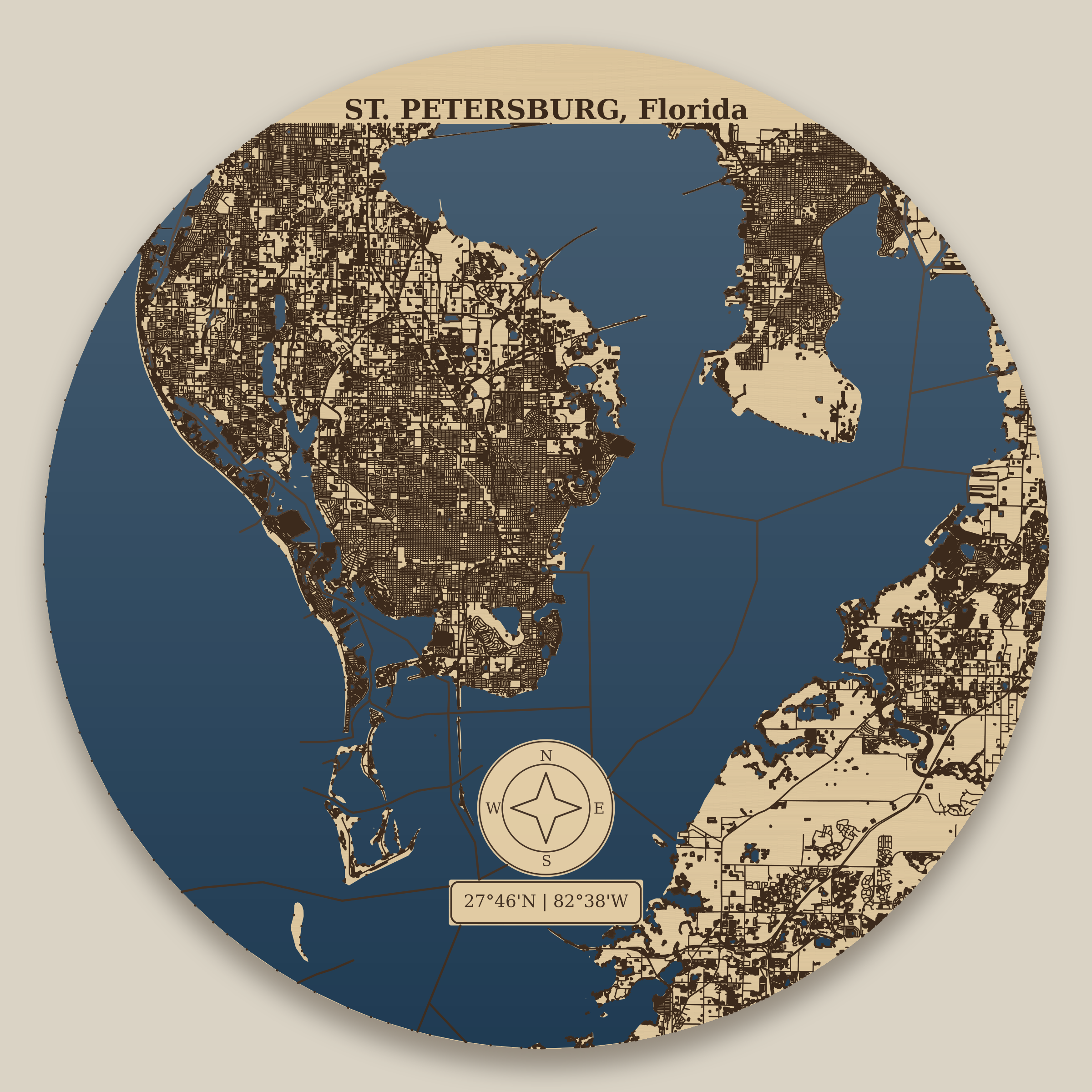 Tampa Bay Resin Map 12 in
